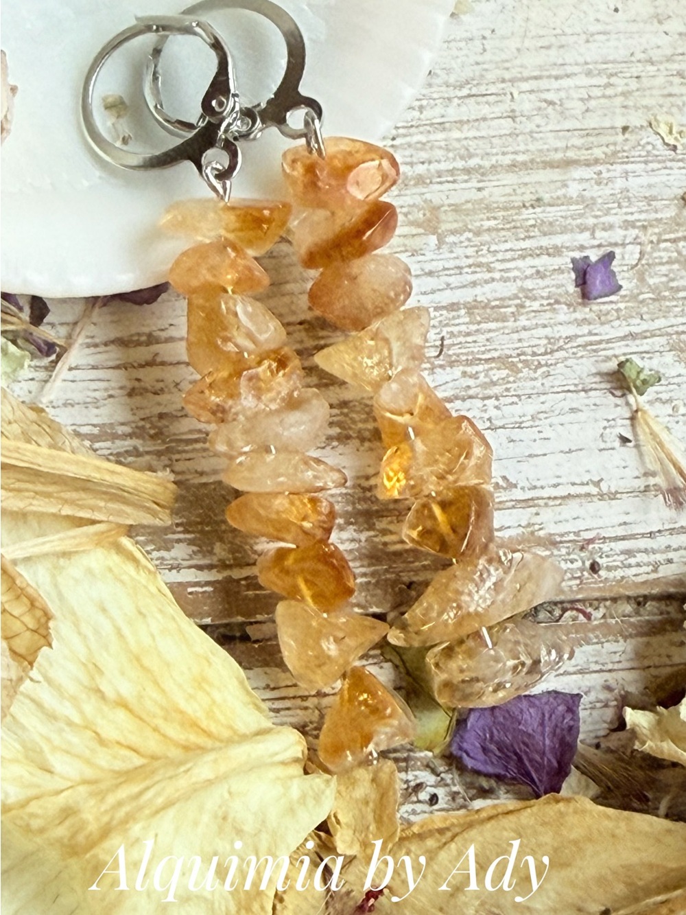 Golden Healer Quartz Chip Hoop Earrings